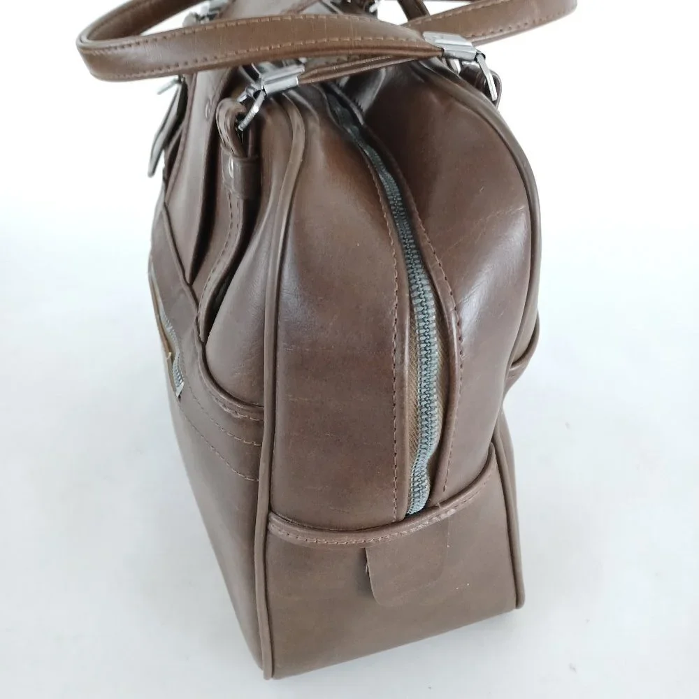 💼 Vintage Brown Faux Leather Shoulder Bag / Murse 💼